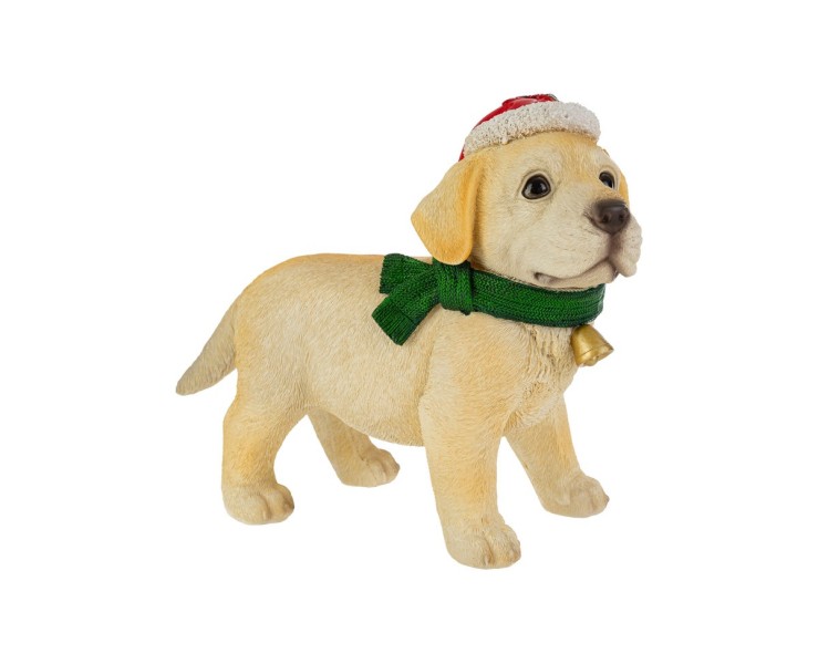 Cagnolino Labrador natalizio in resina con cappello di Babbo Natale e sciarpa – Decorazione Natalizia Le Stelle su Bomboniere Dolci Emozioni