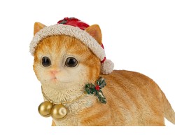 Gattino tigrato natalizio in resina con cappello di Babbo Natale e campanelli d'oro – Decorazione Natalizia Le Stelle su Bomboniere Dolci Emozioni
