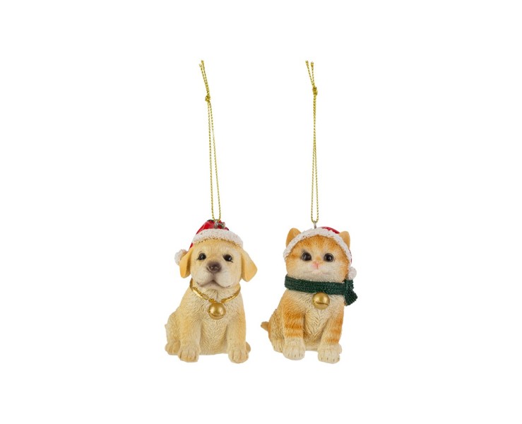 Appendino natalizio per albero in resina Cane e Gatto 7,5 cm - 2 varianti assortite – Decorazione Natalizia Le Stelle su Bomboniere Dolci Emozioni