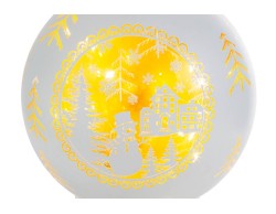 Sfera natalizia bianca da appendere a LED con medaglione dorato e paesaggio invernale ø 10 cm – Decorazione Natalizia Le Stelle su Bomboniere Dolci Emozioni