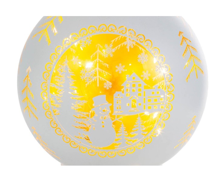 Sfera natalizia bianca da appendere a LED con medaglione dorato e paesaggio invernale ø 10 cm – Decorazione Natalizia Le Stelle su Bomboniere Dolci Emozioni