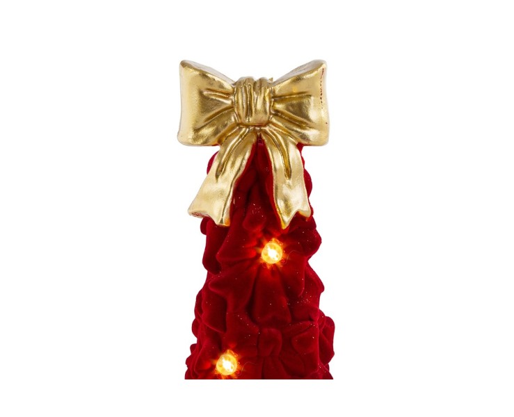 Albero di Natale con fiocchi in resina bordeaux e maxi fiocco oro con LED h.60 cm – Decorazione Natalizia Le Stelle su Bomboniere Dolci Emozioni