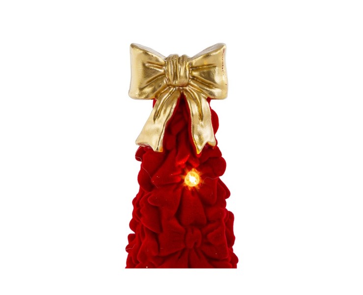 Albero di Natale con fiocchi in resina bordeaux e maxi fiocco oro con LED h.30 cm – Decorazione Natalizia Le Stelle su Bomboniere Dolci Emozioni