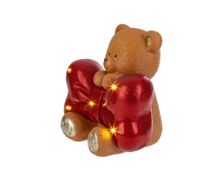 Orsetto natalizio in resina con maxi fiocco rosso glitterato con LED – Decorazione Natalizia Le Stelle su Bomboniere Dolci Emozioni