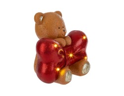 Orsetto natalizio in resina con maxi fiocco rosso glitterato con LED – Decorazione Natalizia Le Stelle su Bomboniere Dolci Emozioni