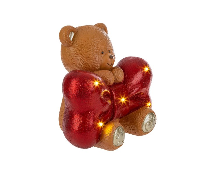 Orsetto natalizio in resina con maxi fiocco rosso glitterato con LED – Decorazione Natalizia Le Stelle su Bomboniere Dolci Emozioni
