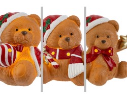 Orsetti in resina con cappello di Babbo Natale e luci LED - 3 varianti assortite h.12 cm – Decorazione Natalizia Le Stelle su Bomboniere Dolci Emozioni