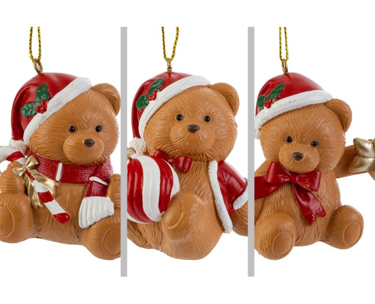 Appendino natalizio per albero in resina Orsetto 5x5x5,5 cm - 3 varianti assortite h.12 cm – Decorazione Natalizia Le S su Bomboniere Dolci Emozioni