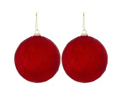 Set 2 palline natalizie in vetro rosso decorato con glitter diametro 15 cm – Decorazione Natalizia Le Stelle su Bomboniere Dolci Emozioni