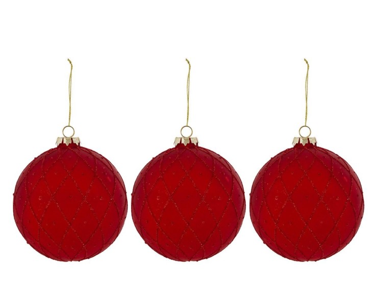 Set 3 palline natalizie in vetro rosso opaco diametro 12 cm – Decorazione Natalizia Le Stelle su Bomboniere Dolci Emozioni