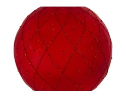 Tris di palline natalizie in vetro rosso opaco da 10 cm con elegante reticolo geometrico