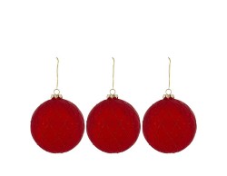 Set 3 palline natalizie in vetro rosso opaco con trama geometrica diametro 8 cm – Decorazione Natalizia Le Stelle su Bomboniere Dolci Emozioni