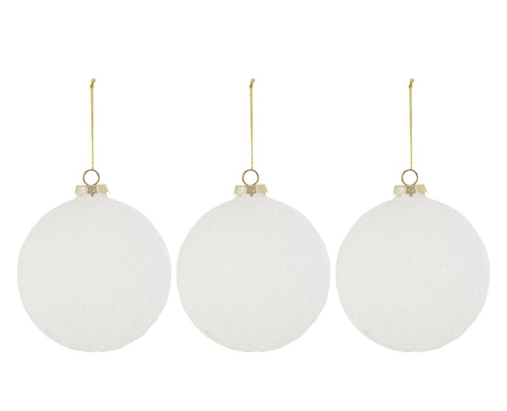 Set 3 palline natalizie in vetro bianco opaco diametro 12 cm – Decorazione Natalizia Le Stelle su Bomboniere Dolci Emozioni