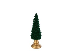 Piccolo alberello di Natale decorativo da appoggio in resina con forma a spirale, interamente rivestito in morbido velluto verde