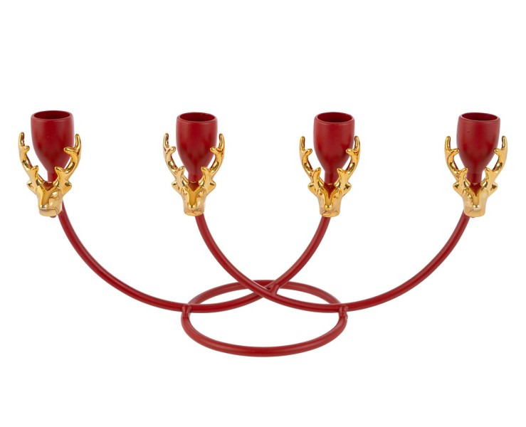 Candelabro natalizio a 4 fiamme in metallo 30x11x14 cm – Decorazione Natalizia Le Stelle su Bomboniere Dolci Emozioni