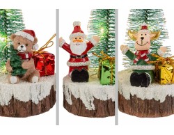 Alberelli di Natale mini in resina che mostrano all'interno piccoli personaggi illuminati a LED