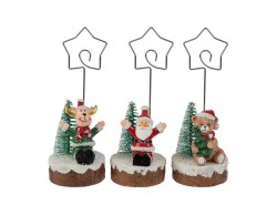 Segnaposto natalizio in resina con Babbo Natale, renna e orsetto, decorazione natalizia per la tavola