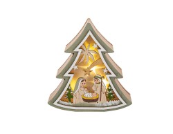 Albero Natività  in Legno con LED - 17x3,5xh.18 cm (Stock di 2 pezzi)