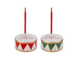 Appendino tamburo in metallo Merry Christmas per albero e casa- 2 mod. assortiti – Decorazione Natalizia Le Stelle su Bomboniere Dolci Emozioni