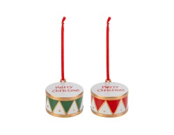 Appendino tamburo in metallo Merry Christmas piccolo per albero e casa- 2 mod. assortiti – Decorazione Natalizia Le Stelle su Bomboniere Dolci Emozioni