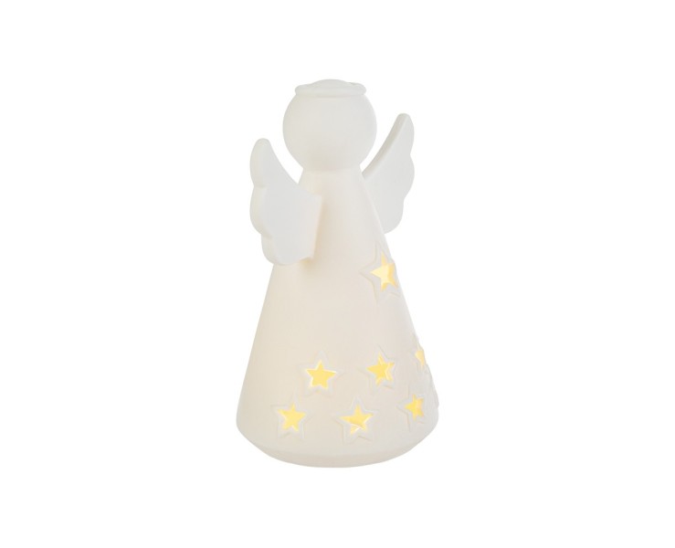 Angelo in porcellana bianca LED statuina natalizia traforata – Decorazione Natalizia Le Stelle su Bomboniere Dolci Emozioni