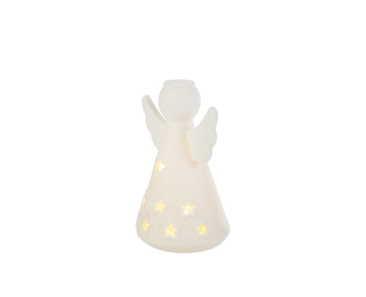 Angelo in porcellana bianca LED statuina natalizia traforata piccola con luci – Decorazione Natalizia Le Stelle su Bomboniere Dolci Emozioni