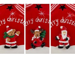 Appendino metallo rosso e bianco con personaggi - 3 varianti assortite – Decorazione Natalizia Le Stelle