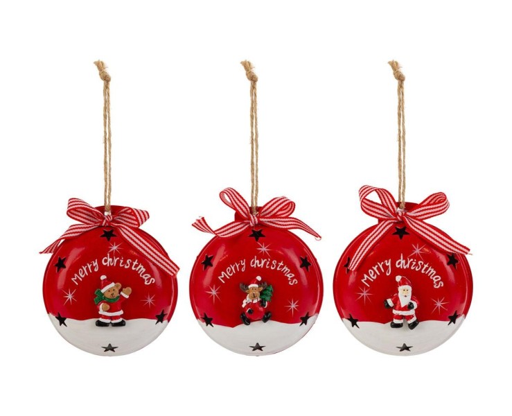 Appendino metallo rosso e bianco con personaggi - 3 varianti assortite – Decorazione Natalizia Le Stelle su Bomboniere Dolci Emozioni