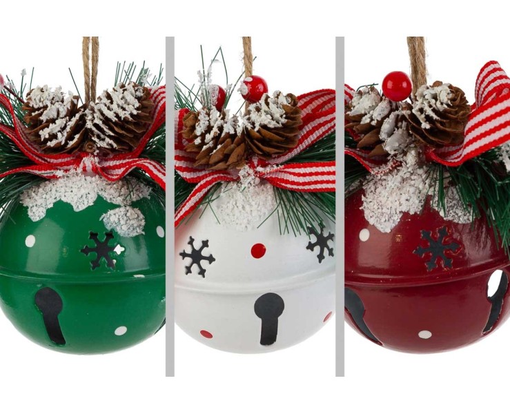 Appendino campanello metallo addobbo albero con pigne - 3 varianti assortite – Decorazione Natalizia Le Stelle su Bomboniere Dolci Emozioni