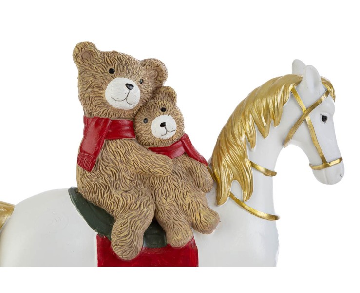 Cavalluccio a dondolo con orsetto in resina e luci LED statuina – Decorazione Natalizia Le Stelle su Bomboniere Dolci Emozioni