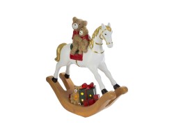 Cavalluccio a dondolo con orsetto in resina e luci LED statuina – Decorazione Natalizia Le Stelle su Bomboniere Dolci Emozioni