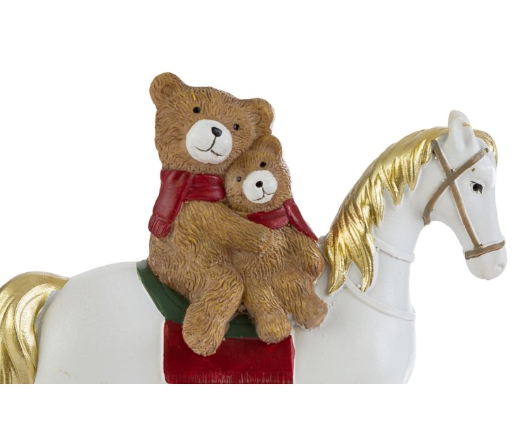 Cavalluccio a dondolo natalizio in resina con orsetti e pacchi regalo – Decorazione Natalizia Le Stelle su Bomboniere Dolci Emozioni