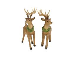 Renna natalizia in resina marrone con ghirlanda verde 2 varianti assortite – Decorazione Natalizia Le Stelle su Bomboniere Dolci Emozioni