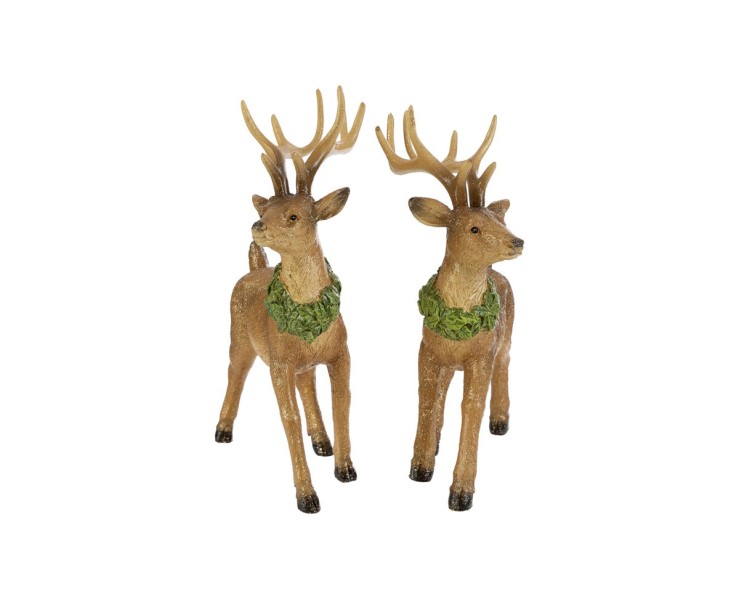 Renna natalizia in resina marrone con ghirlanda verde 2 varianti assortite – Decorazione Natalizia Le Stelle su Bomboniere Dolci Emozioni