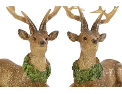 Mini renna natalizia in resina marrone accovacciata con ghirlanda verde 2 varianti assortite – Decorazione Natalizia Le Stelle su Bomboniere Dolci Emozioni