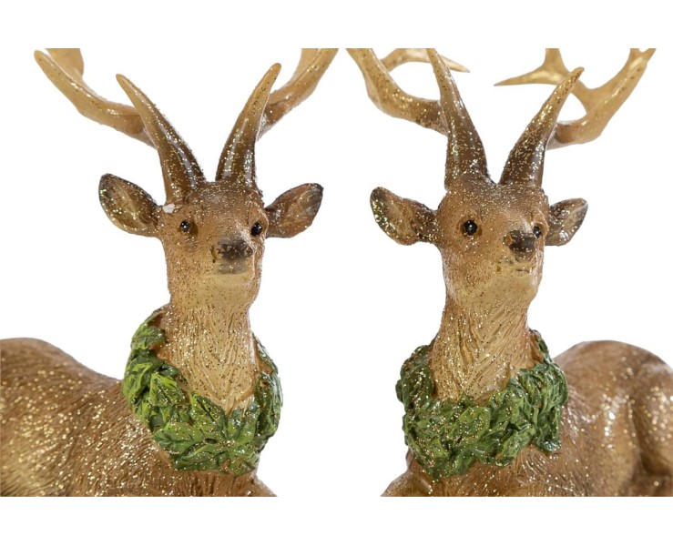 Mini renna natalizia in resina marrone accovacciata con ghirlanda verde 2 varianti assortite – Decorazione Natalizia Le Stelle su Bomboniere Dolci Emozioni
