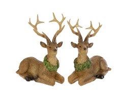 Mini renna natalizia in resina marrone accovacciata con ghirlanda verde 2 varianti assortite – Decorazione Natalizia Le Stelle su Bomboniere Dolci Emozioni