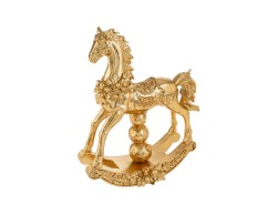 Cavallo a dondolo natalizio in resina oro lucido scultura decorativa 44 cm – Decorazione Natalizia Le Stelle su Bomboniere Dolci Emozioni