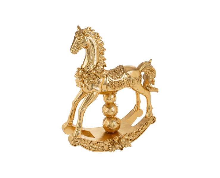 Cavallo a dondolo natalizio in resina oro lucido scultura decorativa 44 cm – Decorazione Natalizia Le Stelle su Bomboniere Dolci Emozioni