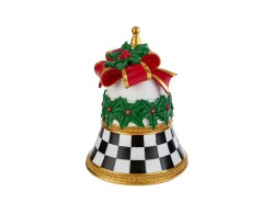 Campana in resina con luci LED motivo scacchi bianco nero e fiocco rosso 35 cm – Decorazione Natalizia Le Stelle su Bomboniere Dolci Emozioni