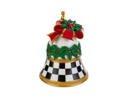 Campana in resina con luci LED motivo scacchi bianco nero e fiocco rosso 35 cm – Decorazione Natalizia Le Stelle su Bomboniere Dolci Emozioni