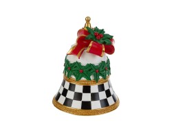 Campana in resina con luci LED motivo scacchi bianco nero e fiocco rosso 20cm – Decorazione Natalizia Le Stelle su Bomboniere Dolci Emozioni