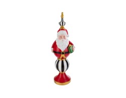 Statua decorativa di Babbo Natale in resina da terra alta 57cm con sacco dei regali bastone e alberello innevato dotato di led