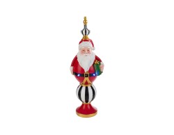Babbo Natale decorativo in resina con luci LED e pacco regalo altezza 41 cm