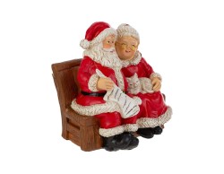 Babbo e Mamma Natale in resina su panchina per casa e regalo h. 15 cm – Decorazione Natalizia Le Stelle su Bomboniere Dolci Emozioni