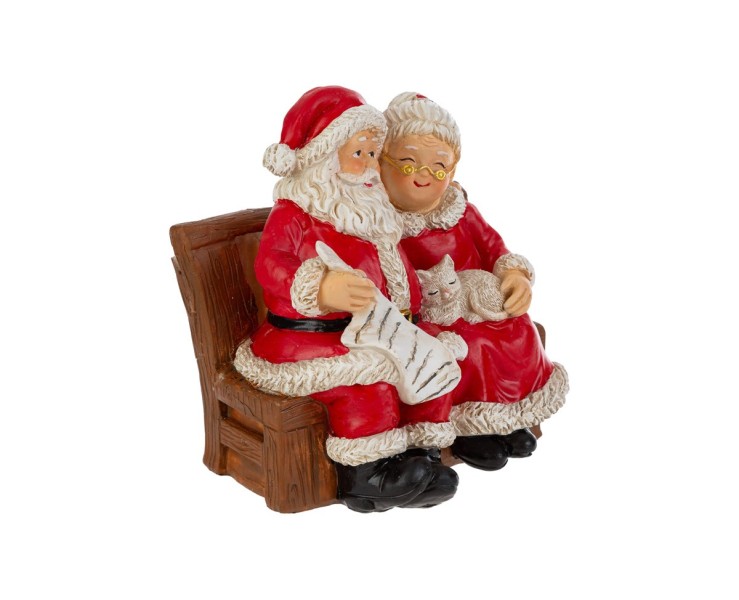 Babbo e Mamma Natale in resina su panchina per casa e regalo h. 15 cm – Decorazione Natalizia Le Stelle su Bomboniere Dolci Emozioni