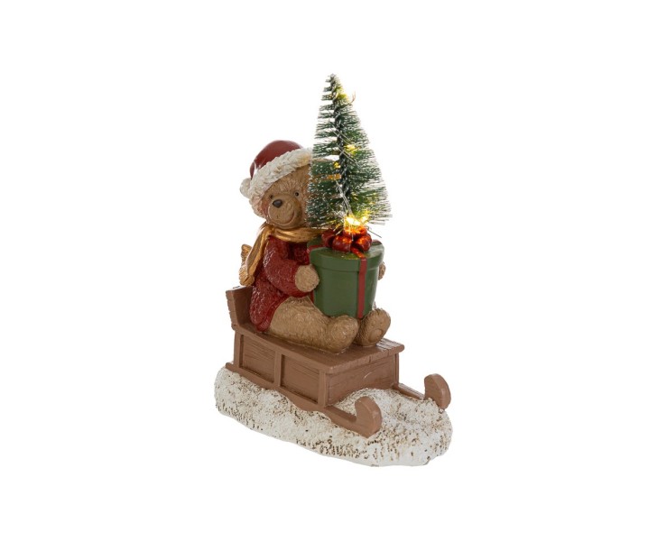 Orsetto natalizio in resina su slitta con albero e luci LED h14– Decorazione Natalizia Le Stelle su Bomboniere Dolci Emozioni