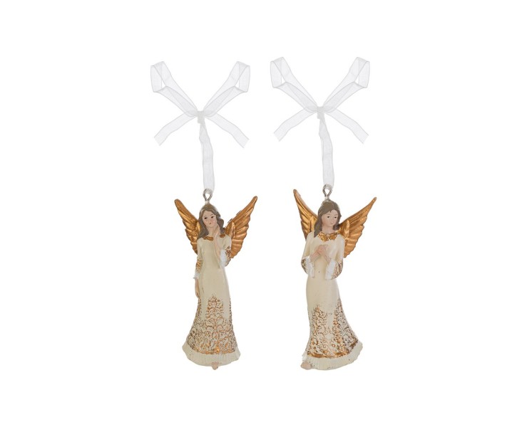 Appendino angelo in resina panna e oro per albero e regalo h. 9 cm assortito 2 modelli – Decorazione Natalizia Le Stelle su Bomboniere Dolci Emozioni