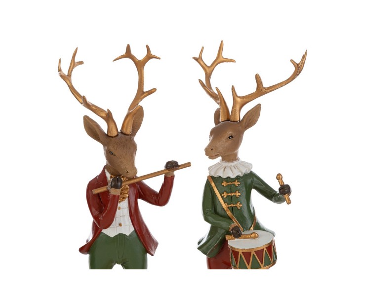 Renna musicista in resina elegante per casa e regalo h. 18,5 cm assortito 2 modelli – Decorazione Natalizia Le Stelle su Bomboniere Dolci Emozioni