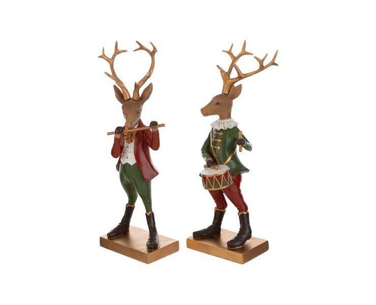 Renna musicista in resina elegante per casa e regalo h. 18,5 cm assortito 2 modelli – Decorazione Natalizia Le Stelle su Bomboniere Dolci Emozioni